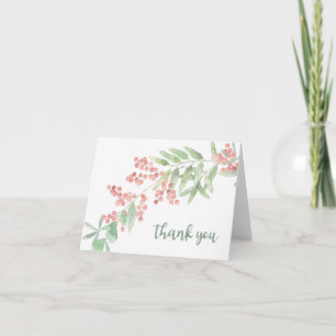 Tarjeta Gracias cardar con la rama de flores y de hojas