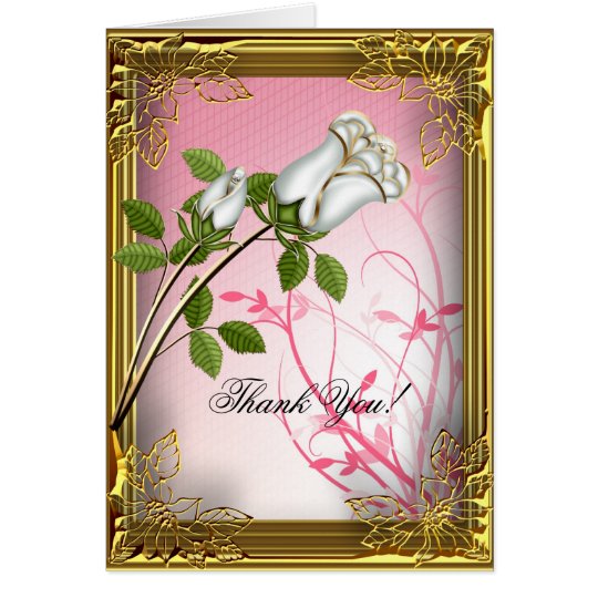 Tarjeta Gracias cardar el oro rosado del rosa blanco de la