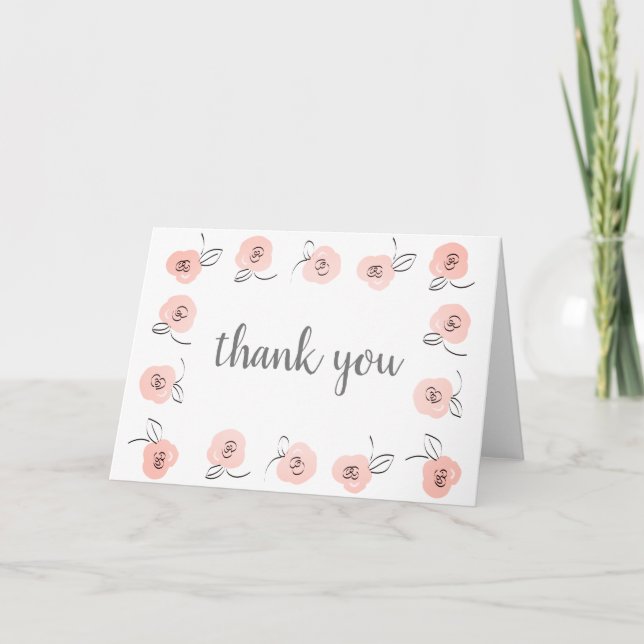 Tarjeta Gracias Cargador De Flores Rosa (Anverso)