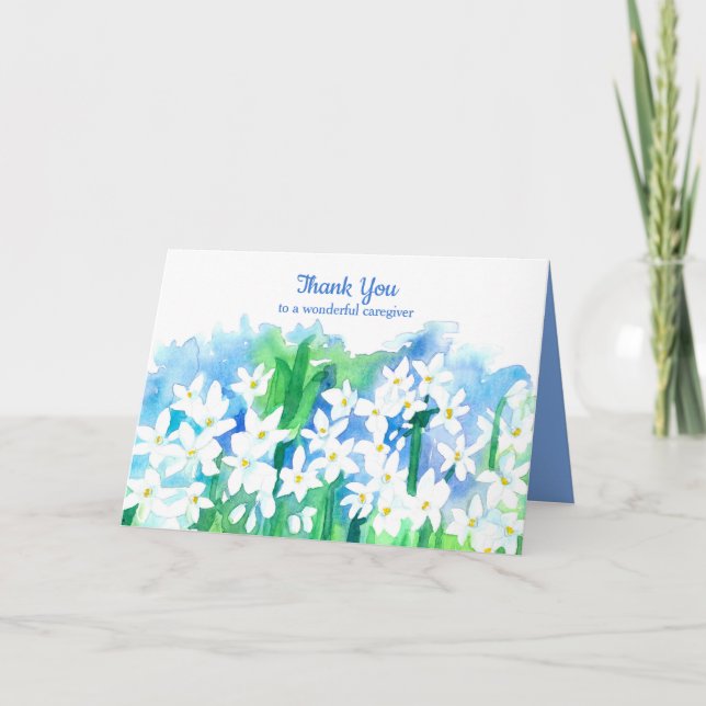 Tarjeta Gracias Cargador Paperwhites Narcissus Flowers (Anverso)