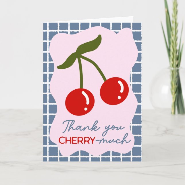 Tarjeta Gracias Cherry Muchísimo Pun (Anverso)