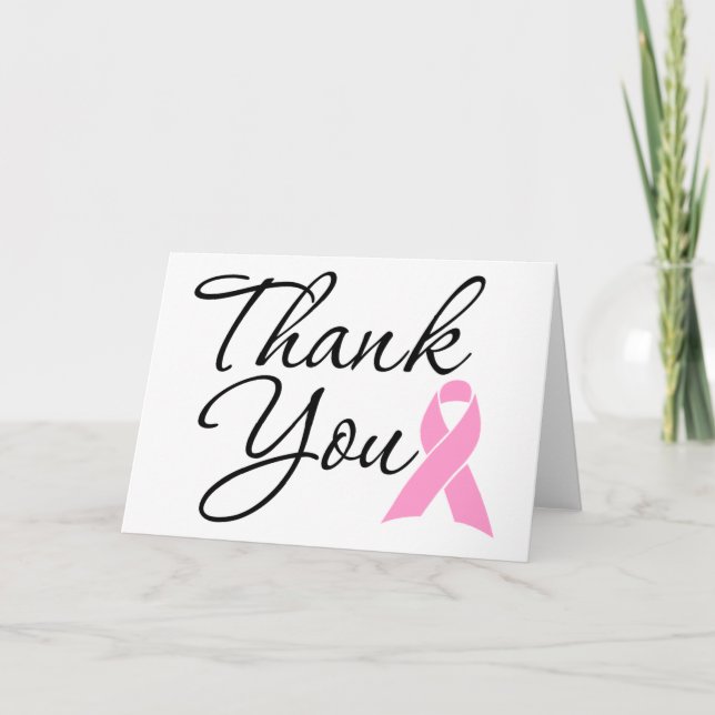 Tarjeta Gracias Cinta rosada de sensibilización sobre el c (Anverso)