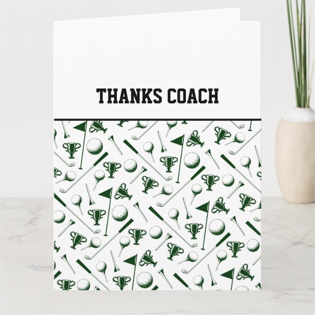 Tarjeta GRACIAS COACH Golf Balls Team Green Black (Anverso)