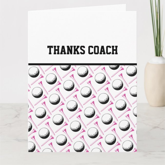 Tarjeta GRACIAS COACH Ladies Golf Team Pink Black White (Anverso)