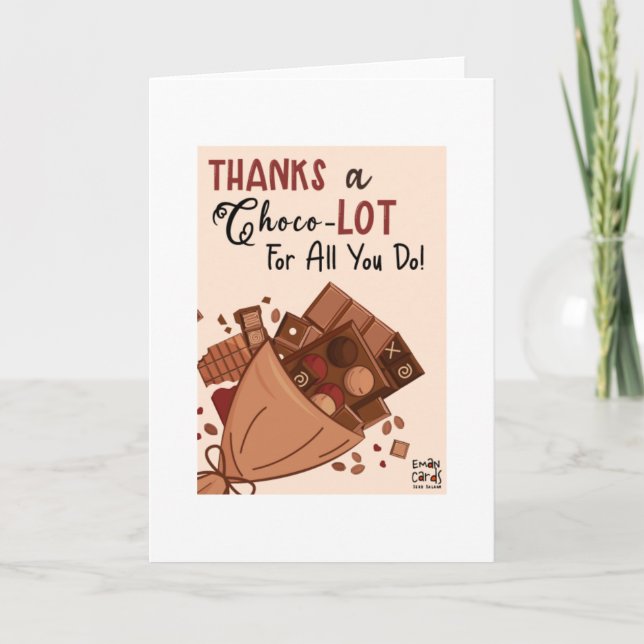 Tarjeta Gracias con Chocolate - Divertido (Anverso)