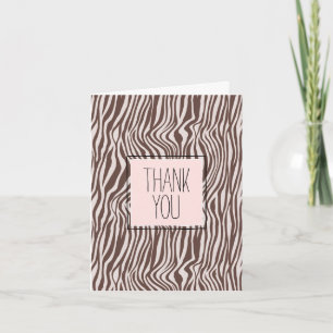 Tarjeta Gracias con estampado de cebra marrón crema