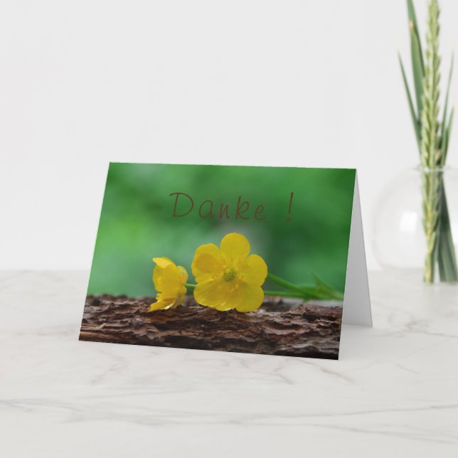 Tarjeta Gracias con flores amarillas (Anverso)