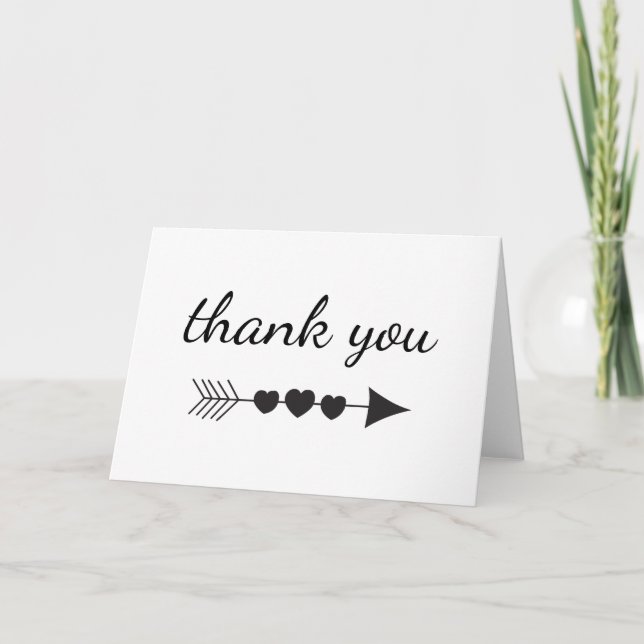 Tarjeta Gracias Corazones de flecha (Anverso)