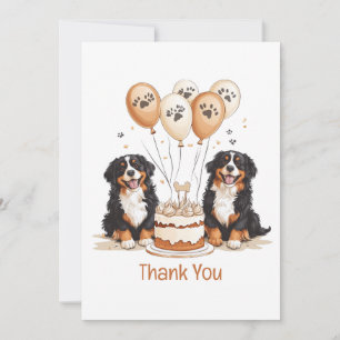 Tarjeta Gracias cumpleaños Bernese Mountain Dogs