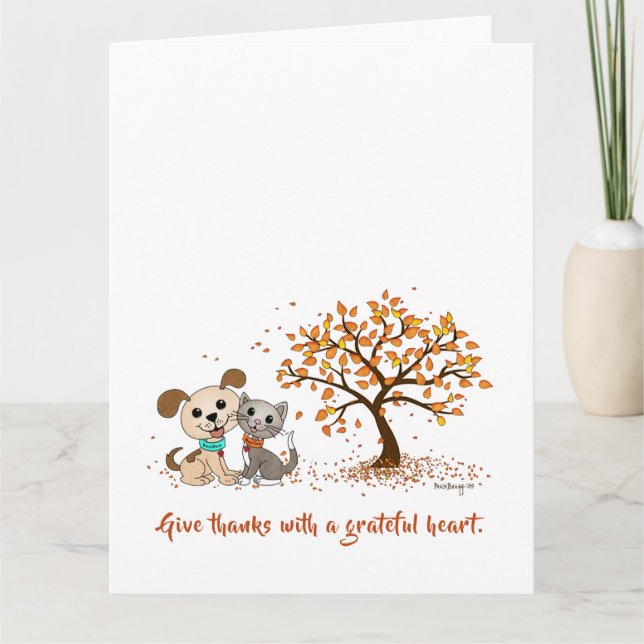 Tarjeta ¡Gracias! Curte Acción de Gracias Autumn Puppy Kit (Anverso)