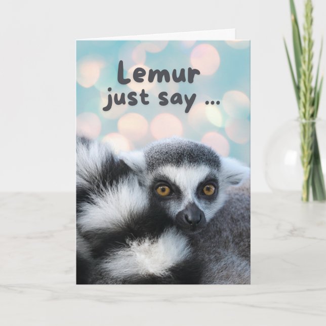 Tarjeta Gracias, Cute Ring Tail Lemur Pun (Anverso)