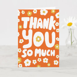 Tarjeta GRACIAS Daisies Colorful Curvy Bubble Letters