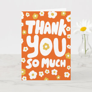 Tarjeta GRACIAS Daisies Colorful Curvy Bubble Letters
