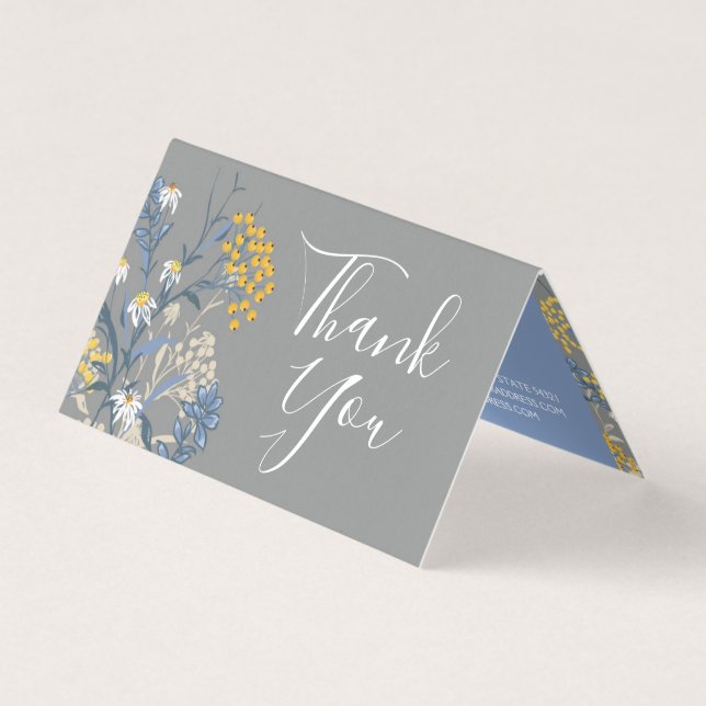 Tarjeta Gracias Daisy Wildflower & Yellow Rowan Berries (Anverso)