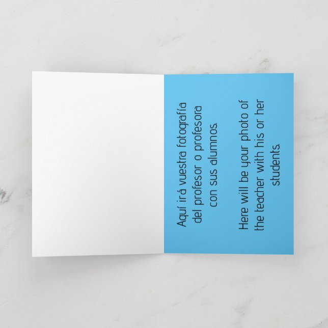 Tarjeta Gracias de corazón. Profes. Thank you. Teachers. (Interior)