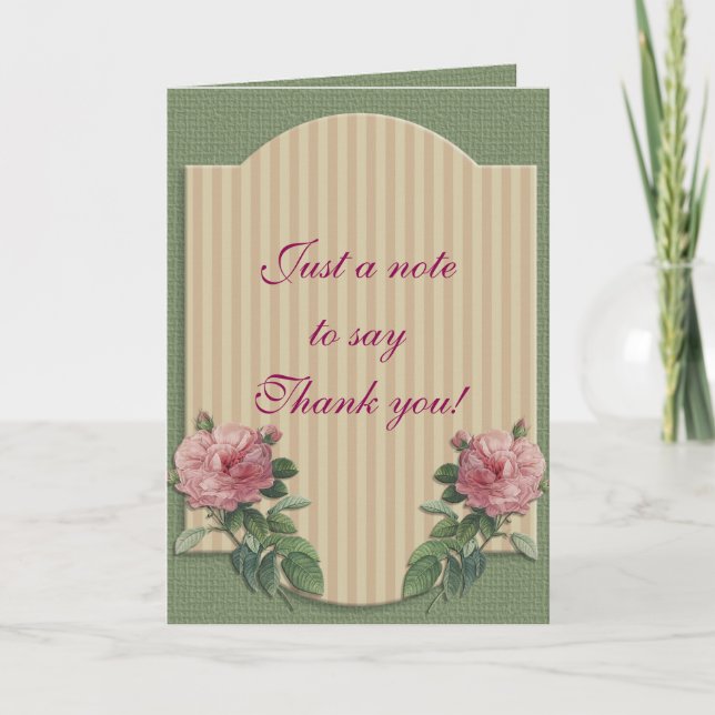 Tarjeta "Gracias" de rosas de la cosecha de chick  (Anverso)