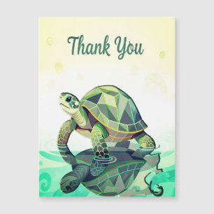Tarjeta "Gracias" de tortuga geométrica - Océano t