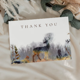 Tarjeta Gracias Deer Watercolor Forest Woodland