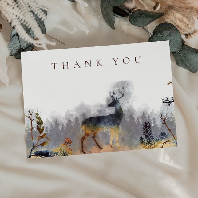 Tarjeta Gracias Deer Watercolor Forest Woodland (Subido por el creador)