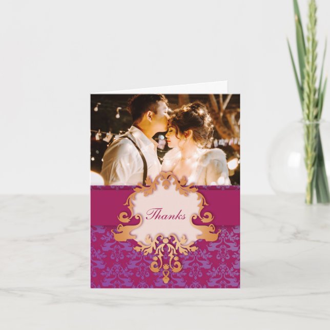 Tarjeta "Gracias" del boda de elefantes "Su foto" (Anverso)