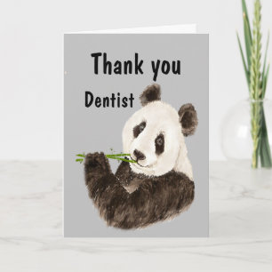 Tarjeta Gracias Dentista con el gracioso oso Panda