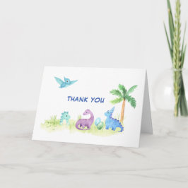 Tarjeta Gracias Dinosaur Cute Watercolor Baby Shower