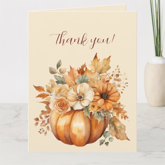 Tarjeta Gracias- Diseño floral de calabaza acuática- (Anverso)