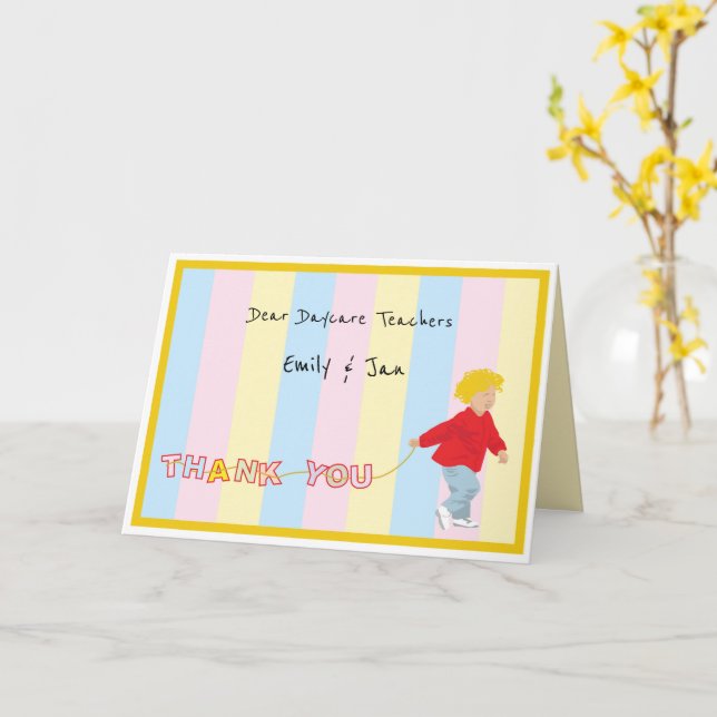 Tarjeta Gracias Docente de guardería (flor amarilla)