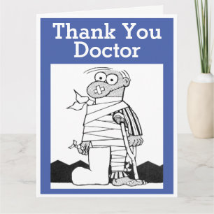 Tarjeta Gracias Doctor - Hombre con Vendas en Muletas