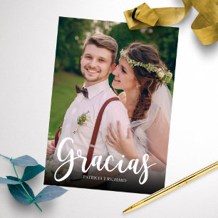 Tarjeta Gracias Elegante Boda Español Agradecimiento Foto