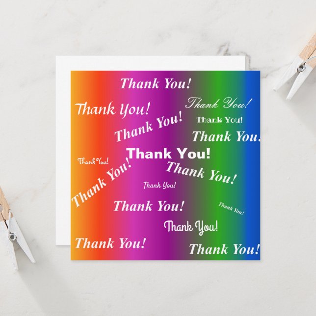 Tarjeta ¡Gracias! en gradiente arcoiris (Anverso/Reverso In Situ)