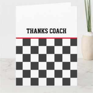 Tarjeta Gracias Entrenador Black White Check Team Colors