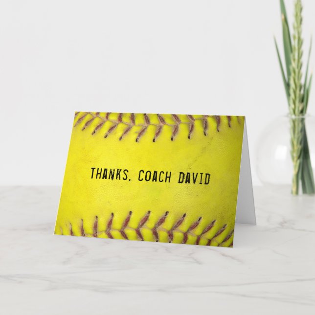 Tarjeta Gracias, entrenador de softbol amarillo (Anverso)