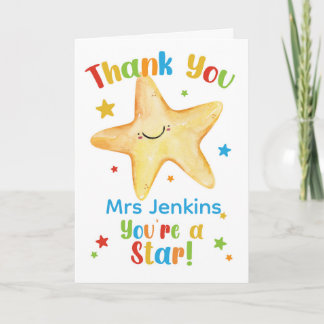 Tarjeta Gracias, Eres una Estrella – Acuarela Adorable
