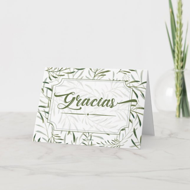 Tarjeta Gracias Español por el verde botánico (Anverso)