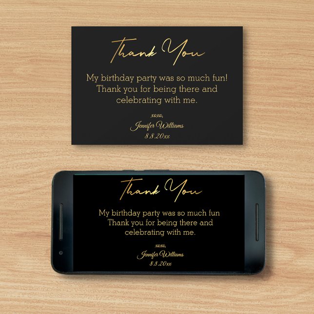 Tarjeta gracias feliz cumpleaños oro negro digital (Subido por el creador)