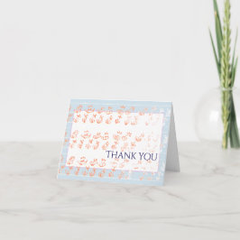 Tarjeta Gracias-Flor Jardín azul pálido naranja