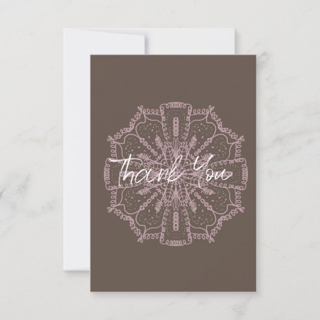 Tarjeta Gracias Floral Mandala Boho Rubor Rosa (Anverso)