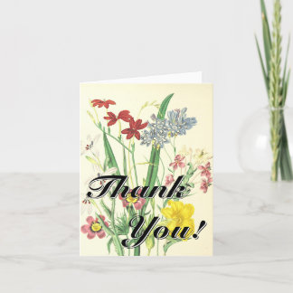 Tarjeta "¡Gracias!" + Flores Coloridas con Estilo Antiguo