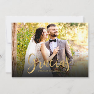 Tarjeta Gracias Foto Elegante Agradecimiento Boda Español