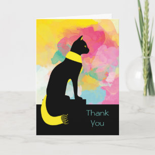 Tarjeta Gracias fue Purrfection Black Cat and Scarf