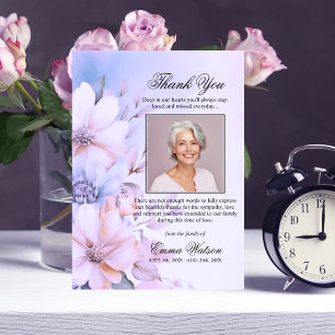 Tarjeta Gracias Funeral Purple Lavender Floral   FOTO