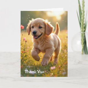 Tarjeta Gracias, Golden Retriever Puppy In the Meadow