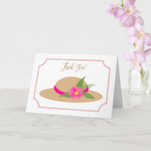 Tarjeta Gracias, Gorra Vintage con flor rosa y cinta de op