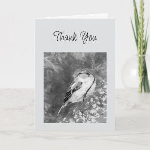 Tarjeta Gracias Gorrión Acuarela Pájaro en Bosque