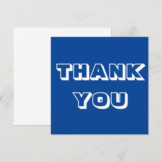Tarjeta Gracias, gracias, blanco azul (Anverso / Reverso)