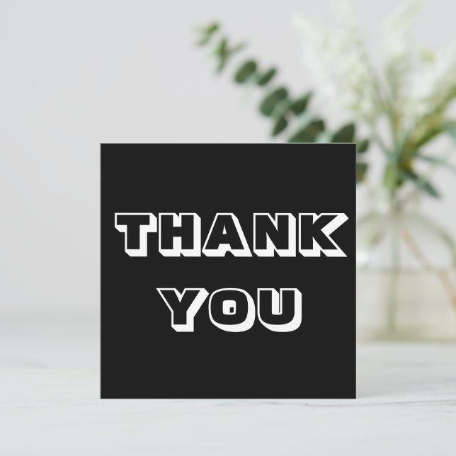 Tarjeta Gracias, gracias, blanco negro (Anverso de pie)