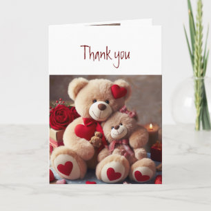 Tarjeta Gracias Gracias Bonito Acurrucando Oso Amor Corazo