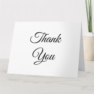 Tarjeta Gracias, gracias, elegante saludo blanco negro