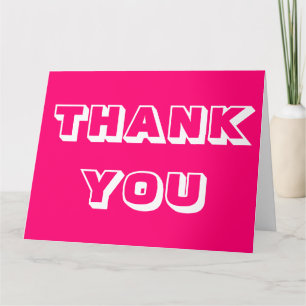 Tarjeta Gracias, gracias, fuchsia saludo blanco rosa